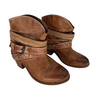 Corral Boots Cognac Mixed Straps Indie Spirit PB018 Leather Western Zip 6.5
